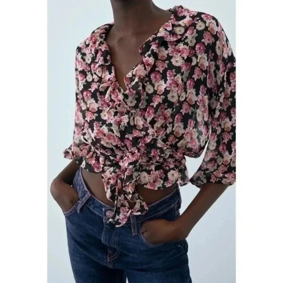 Zara floral print blouse Medium 3666/175 - Picture 2 of 7